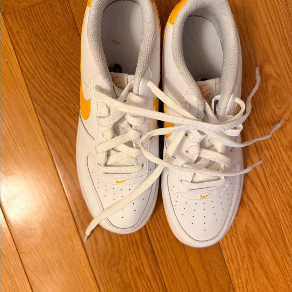 Nike White and yellow Air Force Ones Sneakers (big boy) - Picture 2 of 2